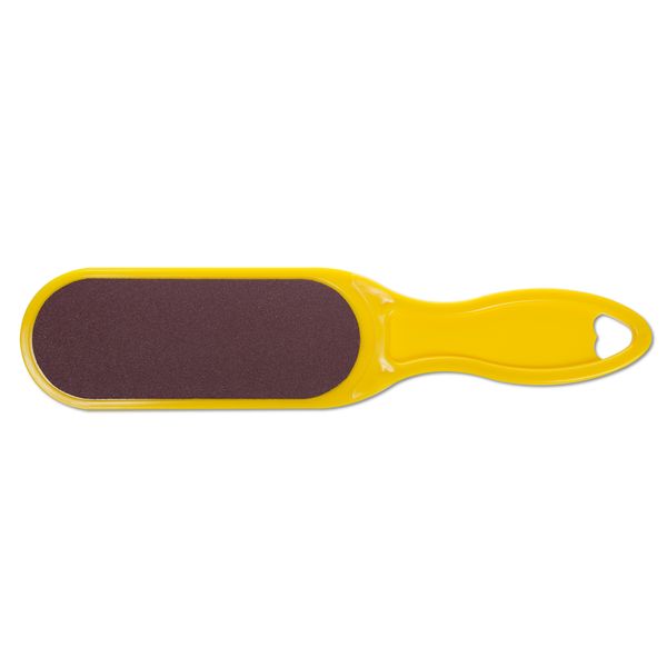 Тёрка абразивная педикюрная двусторонняя с пластиковой ручкой. Цвет желтый от магазина HairKiss